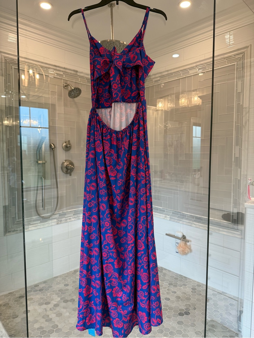 Cupshe Blue Maxi Dress with Pink Floral Print - Picture 3 of 5
